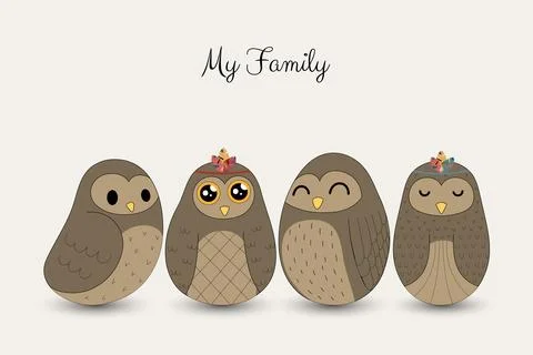 Set of Cute Owls. Stock Illustration