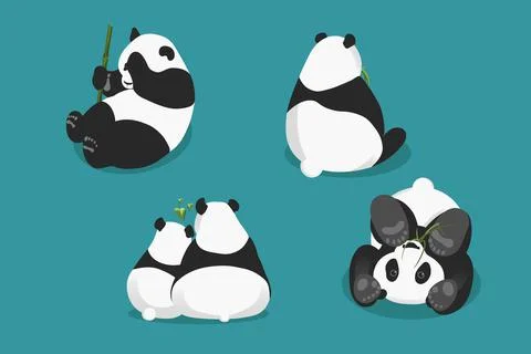 A set of cute panda stickers 스톡 일러스트