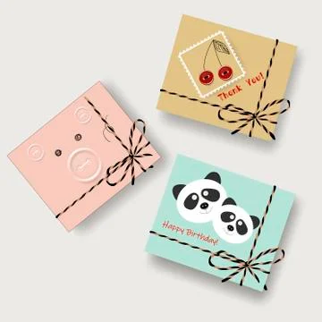 Set of cute pastel vector handmade gift boxes Stock Illustration
