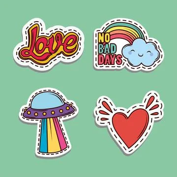 Set cute patches Stock Illustration