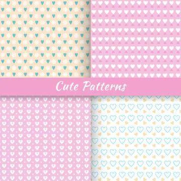 Set of cute patterns, vector illustration Stock Illustration
