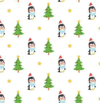 Set of cute penguins. Vector illustration Stock Illustration