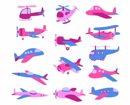 Set of cute plane. vector illustration Illustrazione stock