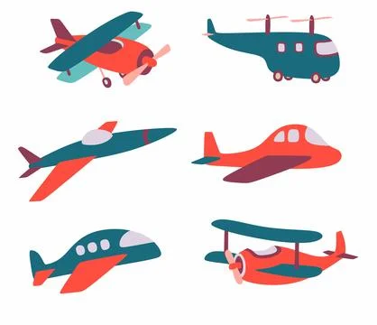 Set of cute plane. vector illustration Stock Illustration