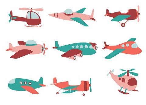 Set of cute plane. vector illustration Stock Illustration