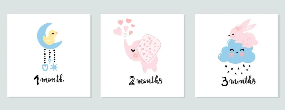 A set of cute posters Stock Illustration