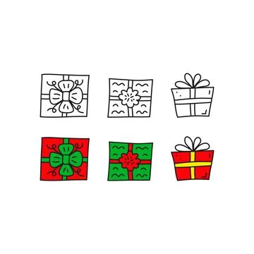 Set of cute present boxes. Stock Illustration