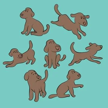 Set of cute puppies Stock Illustration