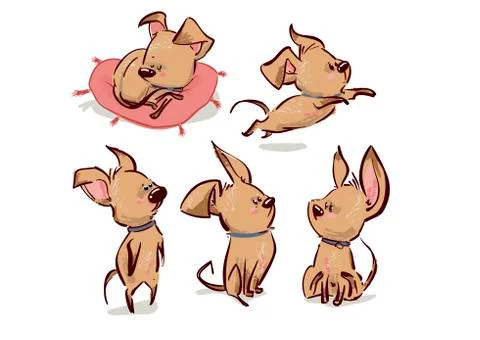 Set with cute puppy Stock Illustration