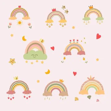 Set of cute rainbow Stock Illustration
