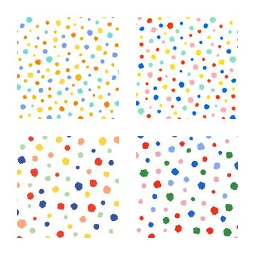Set of cute random colourful dot pattern vector illustration. Isolated Stock Illustration