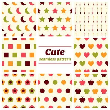 Set of cute seamless patterns Stock Illustration