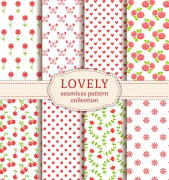 Set of cute seamless patterns. Vector backgrounds. Illustrazione stock