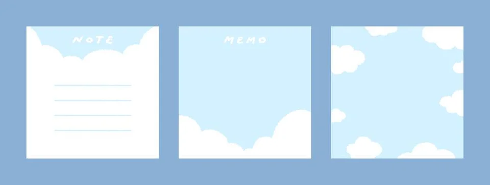 Set of cute sky notepad hand drawn vector illustration. Template paper 스톡 일러스트