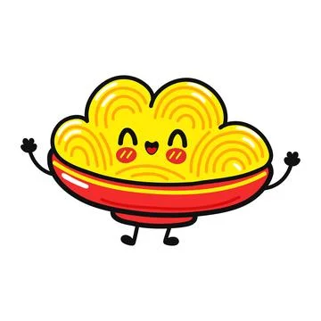 Set of cute spaghetti plate characters Illustration