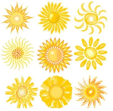 A set of cute sun image in various vector technic Stock Illustration