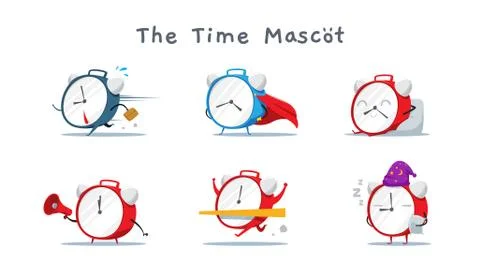 A set of Cute Time Mascot. Vector Illustration Stock Illustration