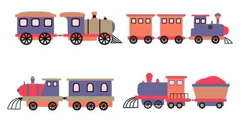 Set of cute train. vector illustration Illustrazione stock