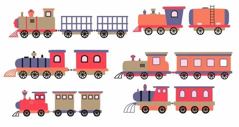 Set of cute train. vector illustration イラスト素材