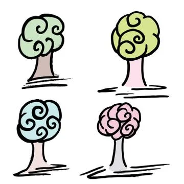 Set of cute trees Stock Illustration
