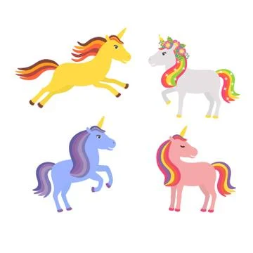 Set of cute unicorns Stock Illustration
