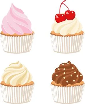 Set of cute vector cupcakes and muffins Stock Illustration
