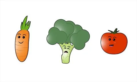 Set of cute vegetable character vector Stock Illustration