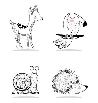Set cute wild animals character Stock Illustration