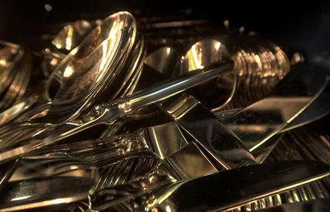 Set of cutlery on background, flat lay Stock Photos