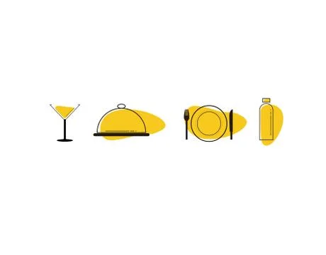 Set Cutlery Flat Icon on white background in vector illustration Stock Illustration