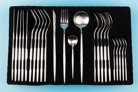 Set cutlery of fork, spoon and knife. for your design. Stock Photos