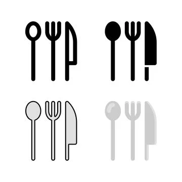A set of cutlery icon set including fork, knife, and spoon, ideal for dinin.. Stock Illustration
