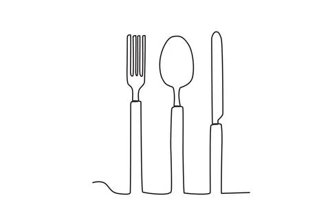 A set of cutlery spoon, fork and knife Stock Illustration