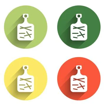 Set Cutting board icon isolated with long shadow background. Chopping Board.. Stock Illustration