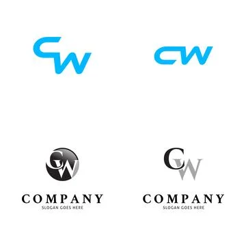 Set of CW Letter Logo Design Template Element Stock Illustration