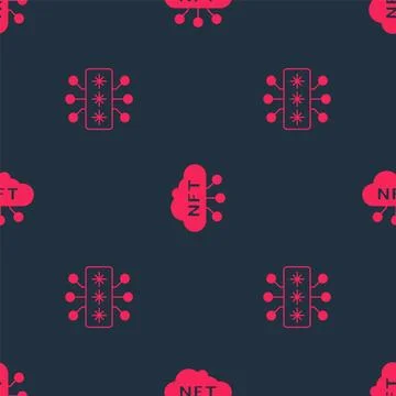 Set Cyber security and NFT cloud on seamless pattern. Vector Stock Illustration