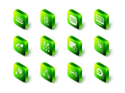 Set Cyber security, Binary code, NFT contract, Digital crypto art, blockchain Stock Illustration