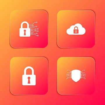 Set Cyber security, Cloud computing lock, Lock and icon. Vector Illustrazione stock