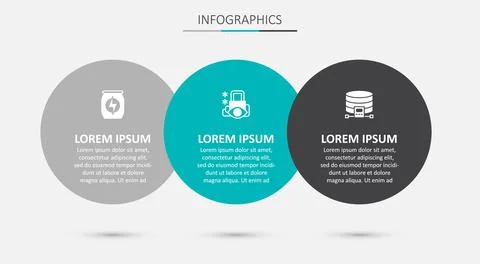 Set Cyber security, Energy drink and Cloud database. Business infographic tem Stock Illustration
