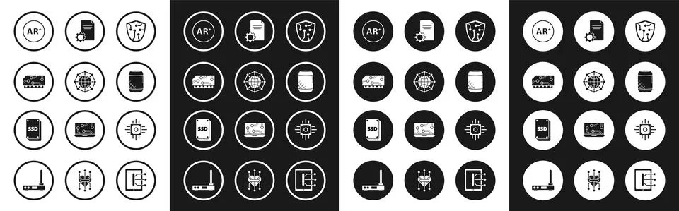 Set Cyber security, Global technology or social network, RAM, random access イラスト素材