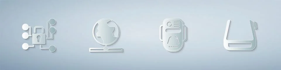 Set Cyber security, Global technology, Artificial intelligence robot and Smart Stock Illustration