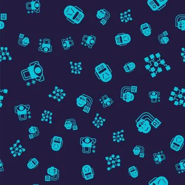 Set Cyber security, Neural network, Artificial intelligence robot and Humanoid Illustrazione stock