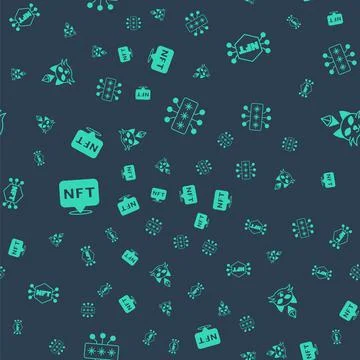 Set Cyber security, NFT Digital crypto art, and on seamless pattern. Vector Stockillustratie