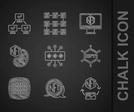 Set Cyber security, NFT Digital crypto art, blockchain technology, Binary code Stock Illustration