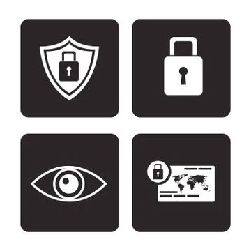 Set cyber security prootection data technology 库存插图