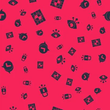 Set Cyber security, Shield with brick wall, Check mark in speech bubble and Eye Stock Illustration