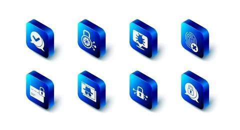 Set Cyber security, System bug, Cancelled fingerprint, Browser incognito wi.. 스톡 일러스트