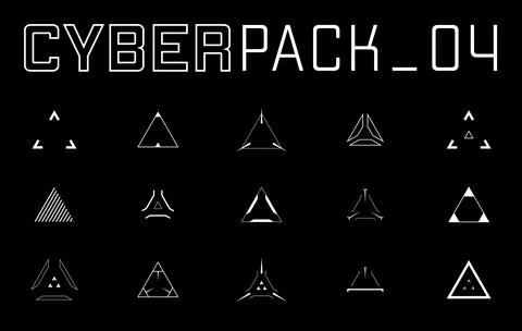 Set of cyberpunk style triangle aims. Stock Illustration