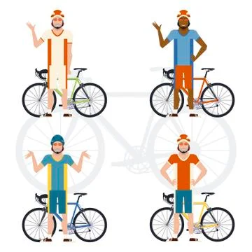 Set of Cyclists Stock Illustration