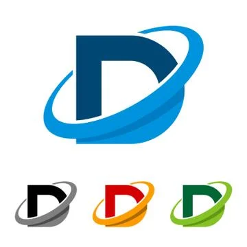 Set D Letter and Halo Swoosh Logo Template Illustration Design. EPS 10 Stock Illustration